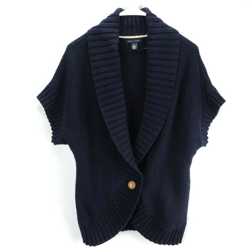 TOMMY HILFIGER Woman's Navy Blue Knitted Cardigan Sweater Size M